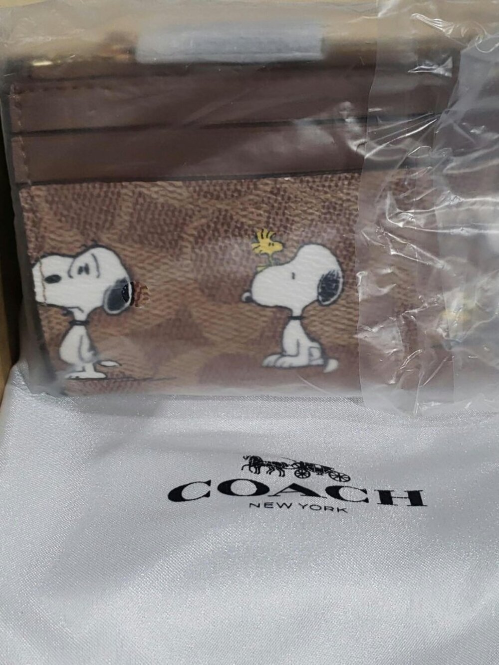 Coach X Peanuts Mini Skinny ID Case Signature Canvas W/Snoopy Print